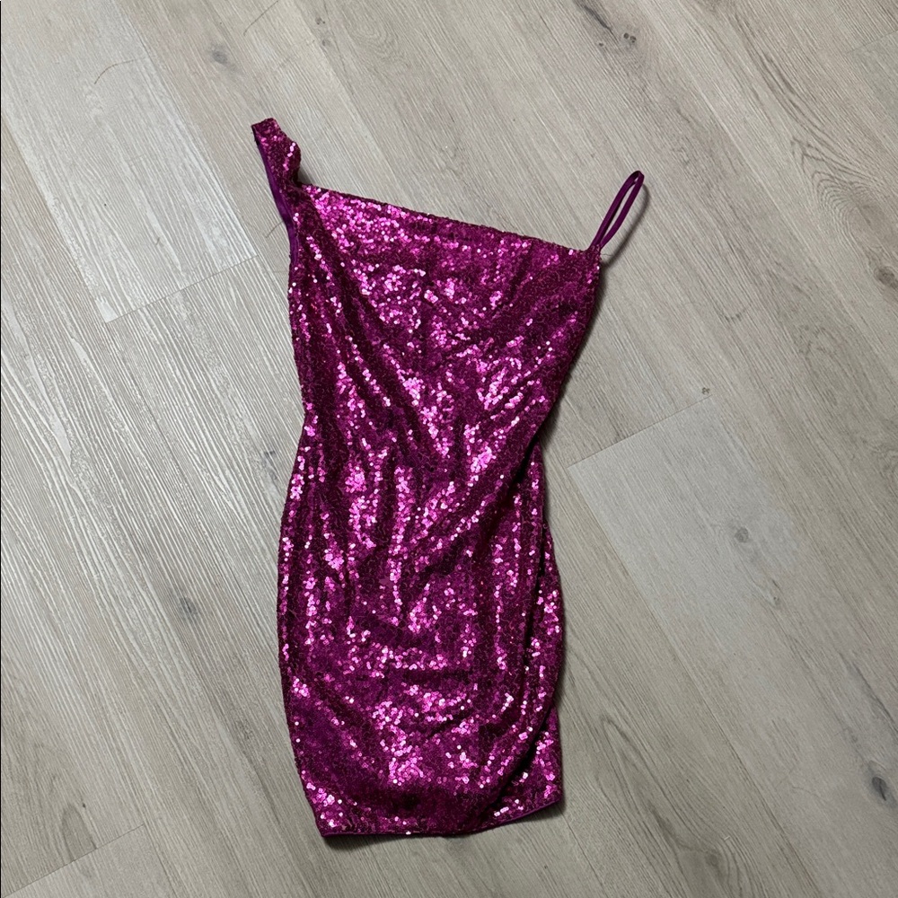 Hello Molly Bond Girl Sequin Sexy Pink Sequin Mini Dress